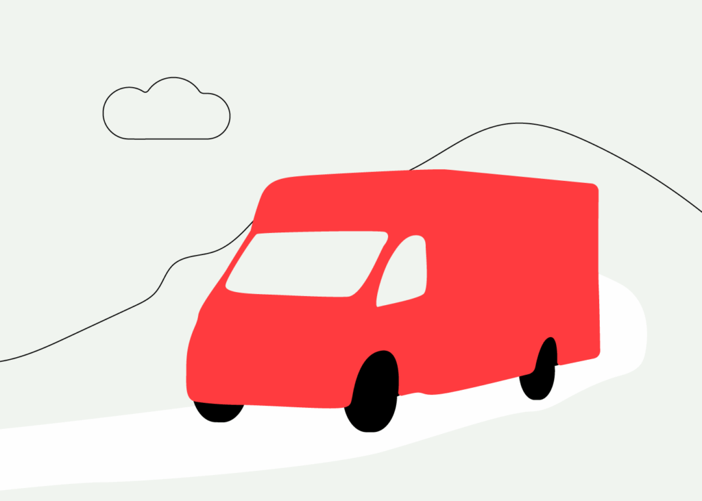 Illustration of a campervan - driving in France
