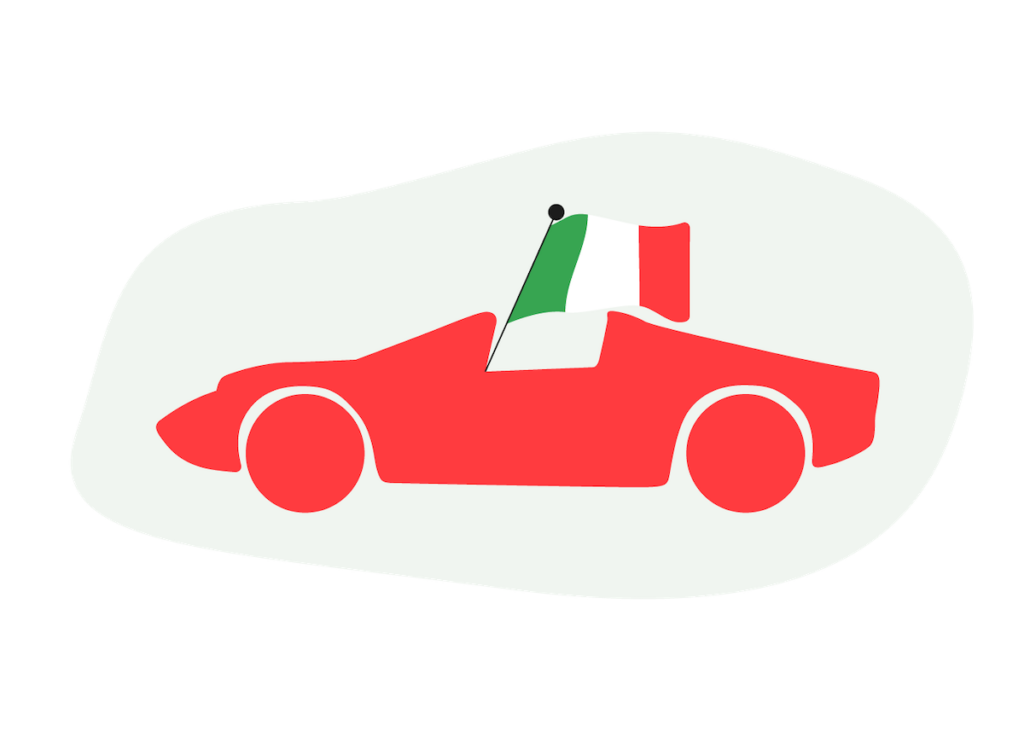 Illustration of a car with an Italian flag