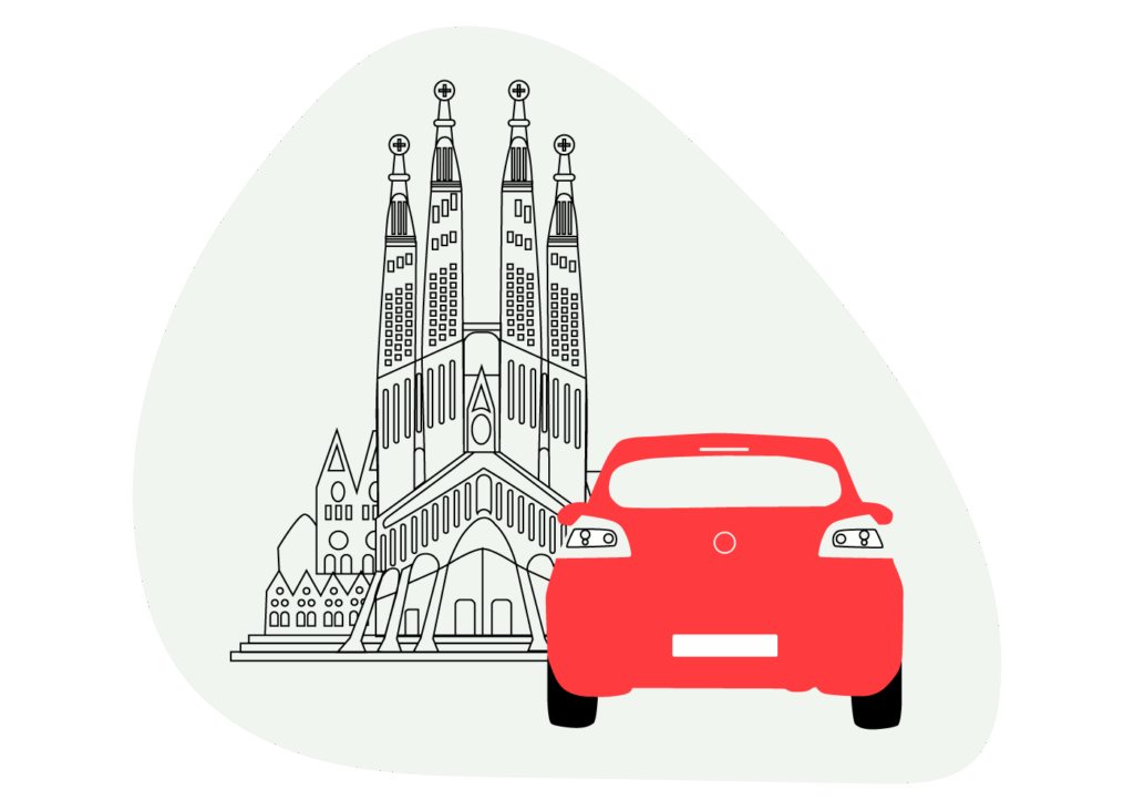 Illustration of a car in Spain - driving in Spain