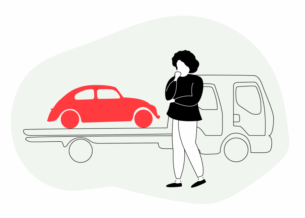 Illustration of a car being helped after breaking down - driving in Spain