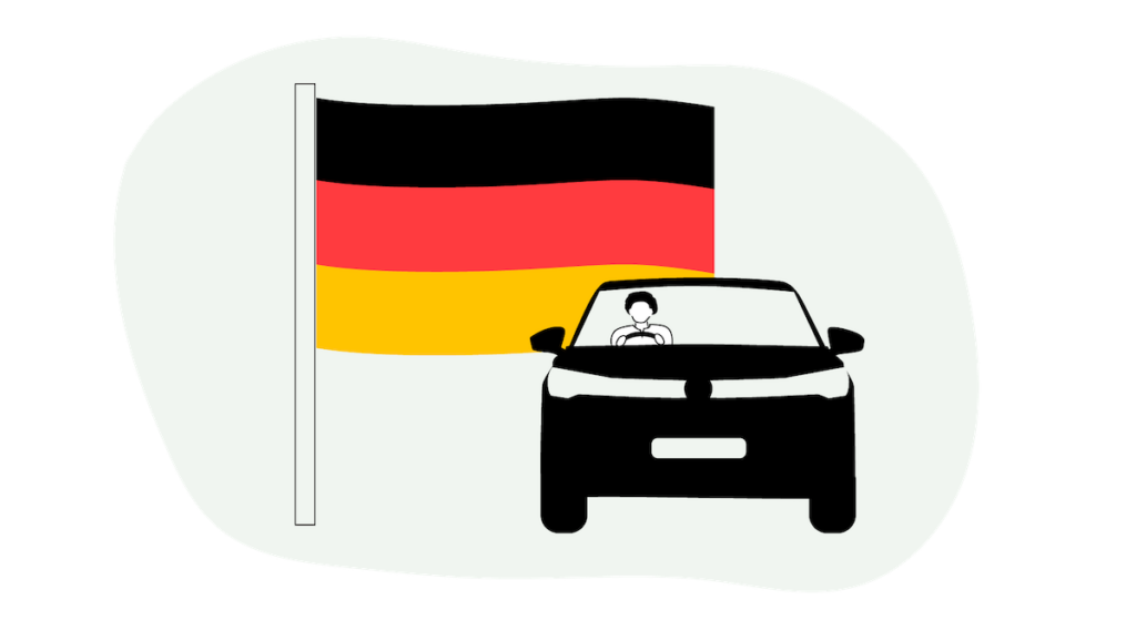 Illustration of a German flag and a car