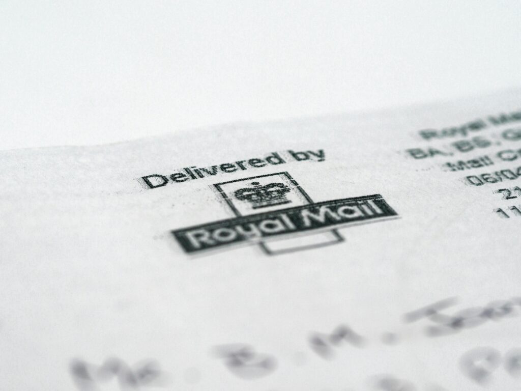 Royal Mail stamp on letter