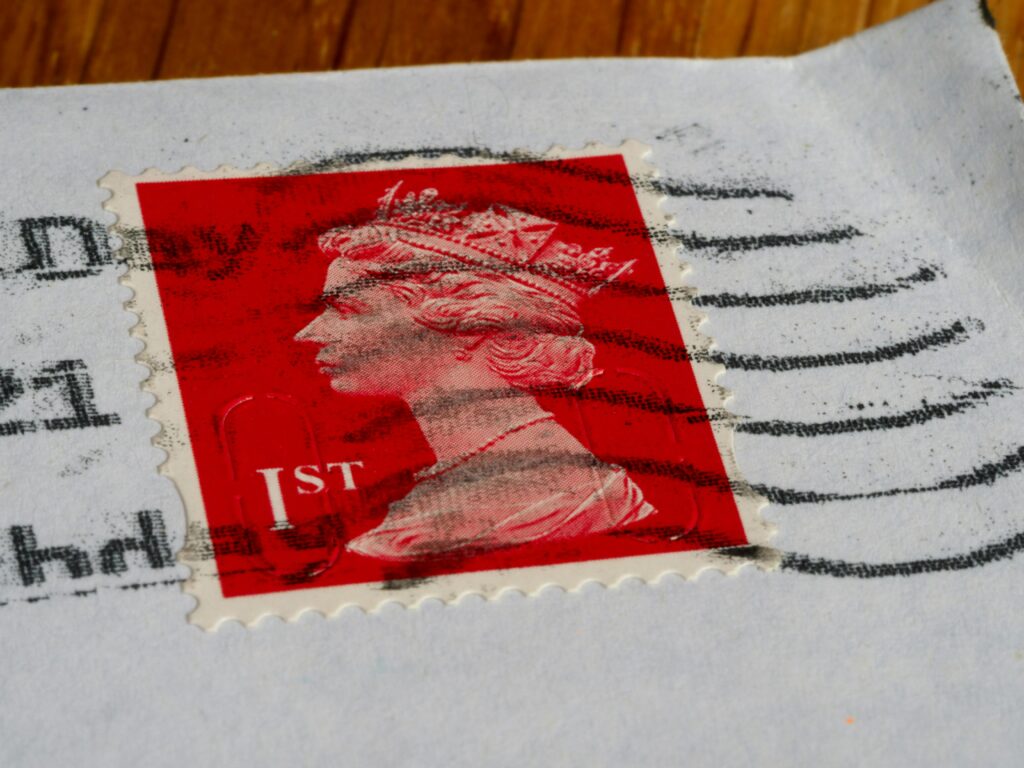 Red first class UK stamp