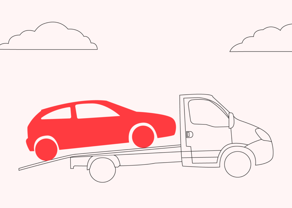 Illustration of a car being helped after breaking down - short term