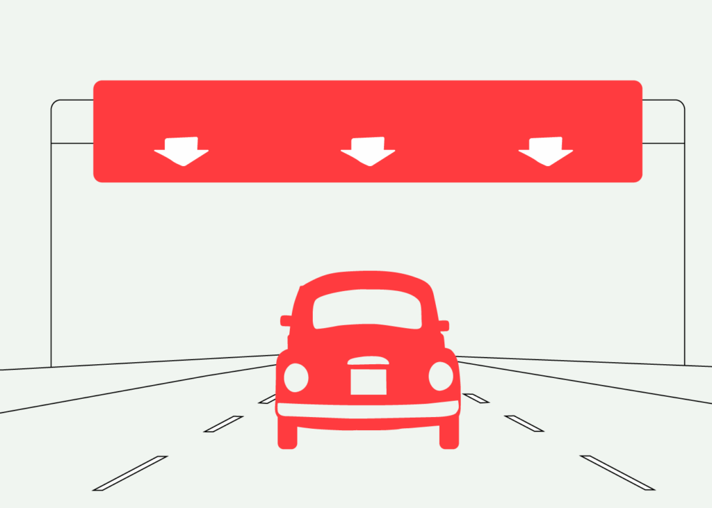 Illustration of a car on the motorway - right side of the road
