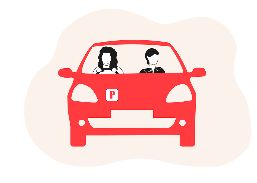 Illustration a young driver in a car - after passing my driving test