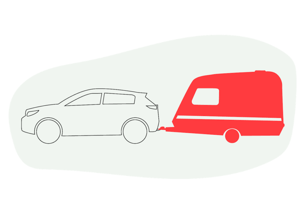 Illustration of a car towing a caravan 