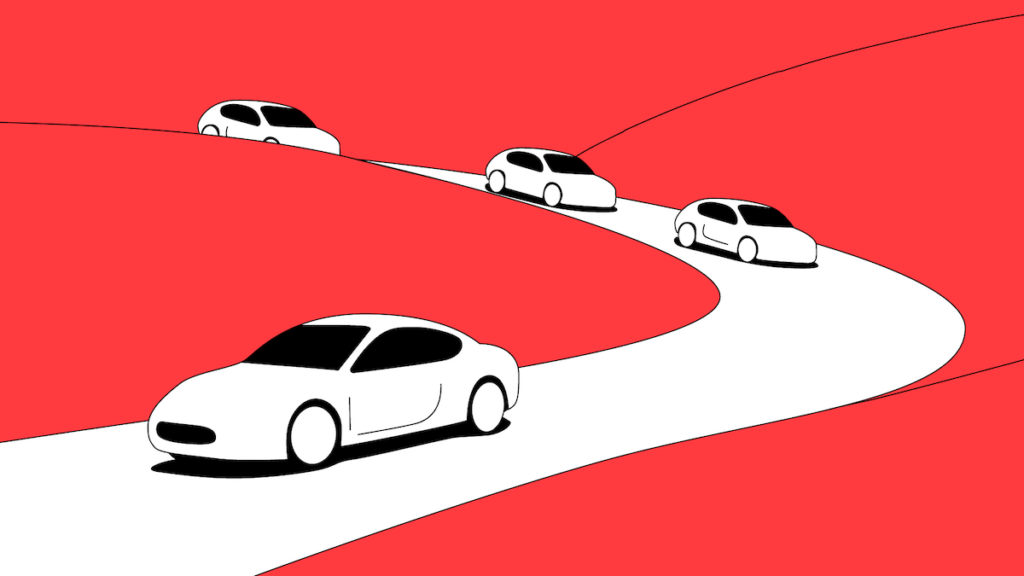 Illustration of cars driving along a road
