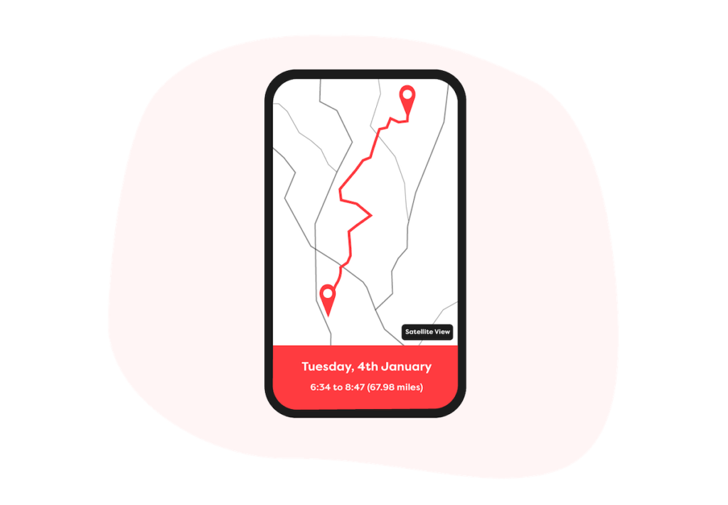 Illustration of a tracked journey 