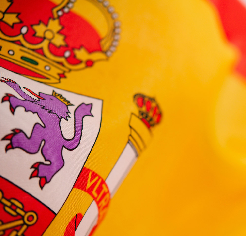 Close up of a Spanish flag