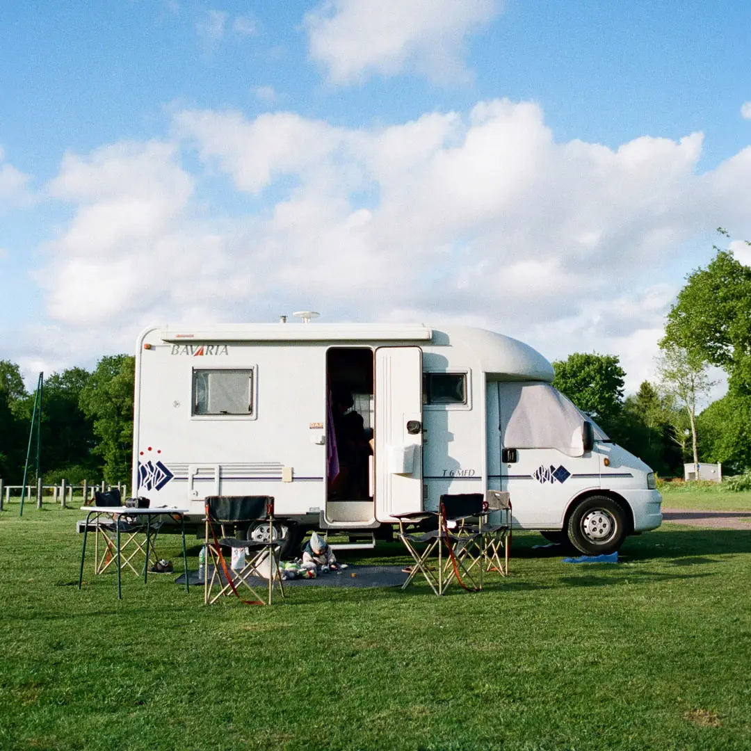 Motorhome Parked on Grass 